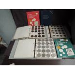 A collection of GB Coins in folders and coin albums including Copper & Silver, Half Penny to Half