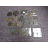 A collection of GB Copper Coins including 1797 Cart Wheel Two Pence x2, 1854 Penny x2, 1797 Penny,