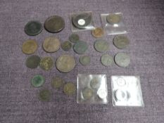 A collection of GB Copper Coins including 1797 Cart Wheel Two Pence x2, 1854 Penny x2, 1797 Penny,