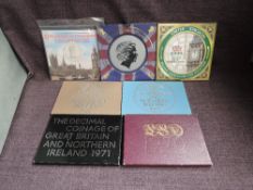 Seven Royal Mint Coin Year Sets including Proof GB & Northern Ireland 1970, 1971, 1977 and 1978,