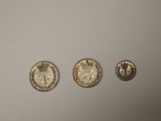 A part set of 1860 Queen Victoria Silver Maundy Coins, Four Pence, Threepence and Penny