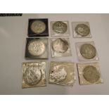 Six Victorian Silver Crowns, 1889 x3, 1890, 1898, 1899 along two Double Florins 1888 & 1889 and a