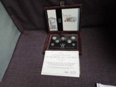 A Royal Mint Silver Proof Coin Set, 1996 25th Anniversary of Decimalisation, seven coins, limited