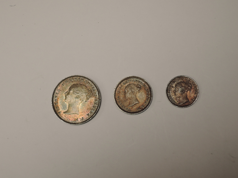 A part set of 1883 Queen Victoria Silver Maundy Coins, Four Pence, Two Pence and Penny - Image 2 of 2