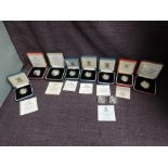 Ten Royal Mint GB Silver Proof Coins, £2 1994, 1996 and 1997, £1 1984, 1995, 1996, 1998, 1999 all