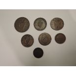Six Irish Coins, 1823 Penny, 1769, 1805, 1822 & 1823 Half Pennies, 1806 Farthing and a One