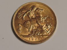 A 1905 Edward VII Gold Sovereign, Royal Mint