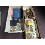 A collection of GB Coins, Pennies, Half Pennies, modern Crowns, First Decimal Coin Sets etc