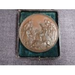 A Bronze International Exhibition 1862 Prize Medal, Britannia seated surrounded with female figures,