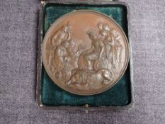 A Bronze International Exhibition 1862 Prize Medal, Britannia seated surrounded with female figures,