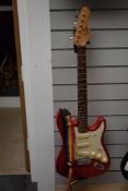 An Encore electric guitar, stratocaster style