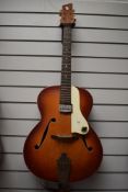 A vintage Archtop guitar having Framus style headstock and Hofner single pick up system