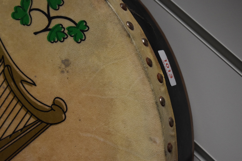 A traditional bodhran drum , with Celtic harp and clover design to skin, diameter approx. 45cm - Image 2 of 2