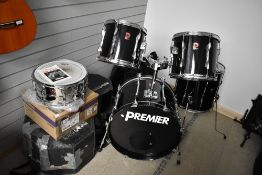 A 1994 Premier APK, 5 piece shell drum kit , comprising kick drum, snare, pair of kick mounted
