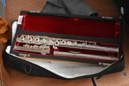 A Trevor James white metal flute, Recital model ST2 - RS211, very high quality , stamped 925 (