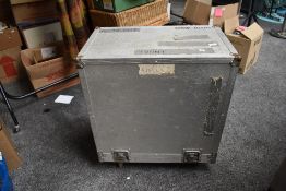 A combo flight case, wheeled