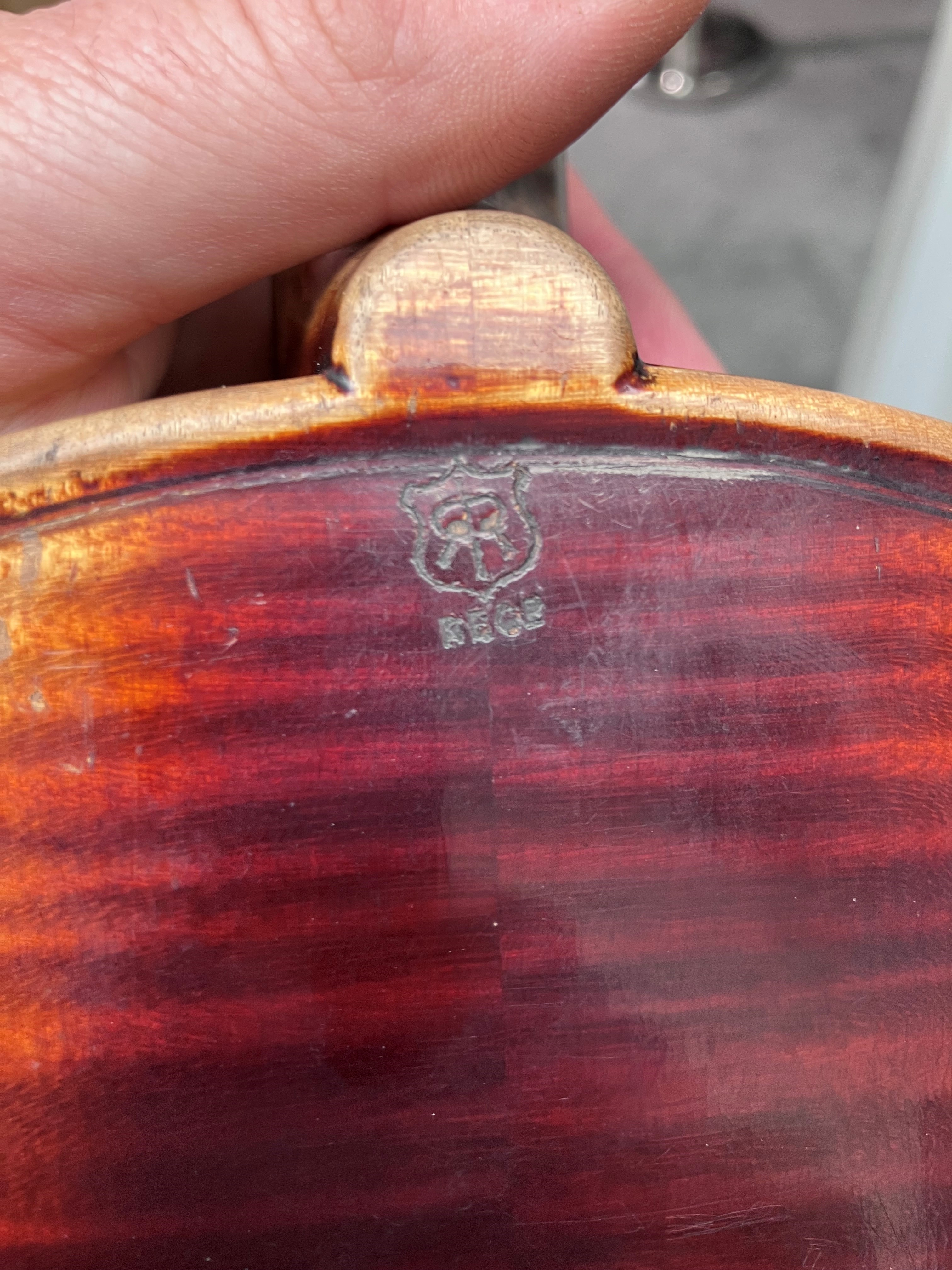 A traditional violin having two piece 14inch back, makers stamped on neck (mirroring Rs within - Image 5 of 5