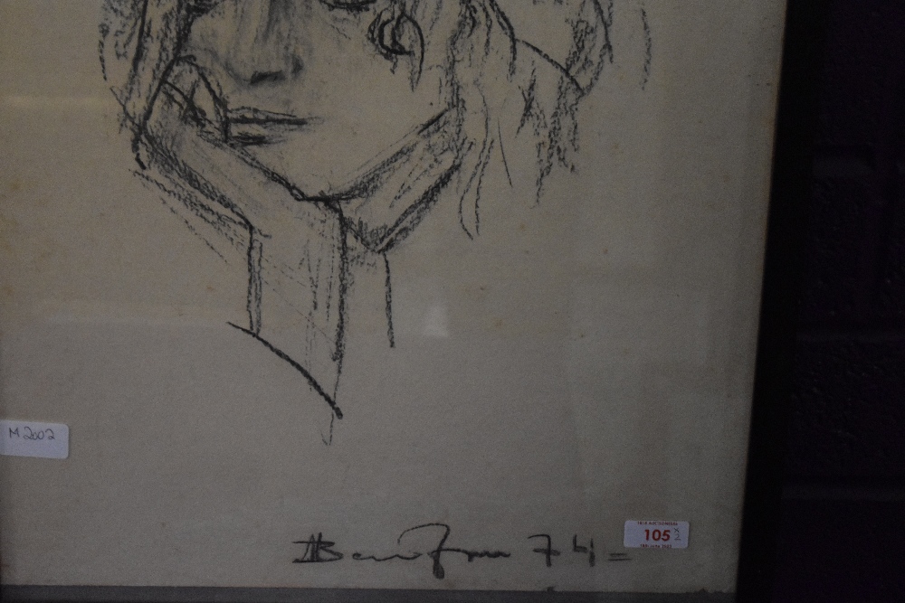 20th century British School, charcoal on paper, two portraits of a man and woman (one said to be - Image 4 of 5