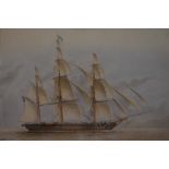 Captain W.C Browne (British act. 1824-1860) watercolour, American Liner, entitled, initialled and