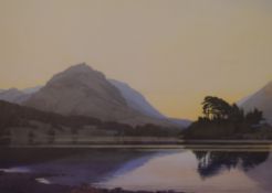 After William Heaton Cooper (British 1903-1995) colour print 'After Sunset, Grasmere' mounted framed