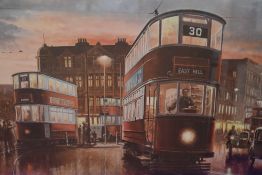 After Don Breckon (1935-2013), a reproduction coloured print, 'In Town Tonight', framed,