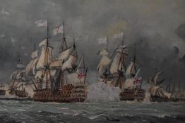 F.Middleton (British School, 20th Century), oil on board, three scenes depicting masted ships and