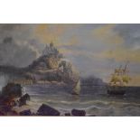 An interesting late 19th/early 20th century oil on board, depicting St Michael's Mount, with