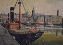 Gwendolen Brown (British School, 20th Century), oil on board, a harbour scene with named trawler