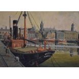 Gwendolen Brown (British School, 20th Century), oil on board, a harbour scene with named trawler