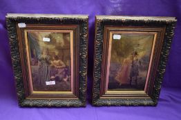 After Unknown Artist, a pair of 19th Century crystoleum prints depicting two courting couples in