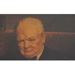 After Arthur Pan (1894-1983), a coloured print, 'Winston Churchill', signed to the lower left,