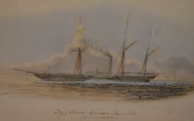 Captain W.C Browne (British act. 1824-1860) watercolour, City of London Aberdeen Steam Ship,