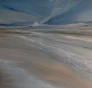 After Jane Skingley (b.1963), canvas print, A contemporary seascape depicting an expansive sandy bay