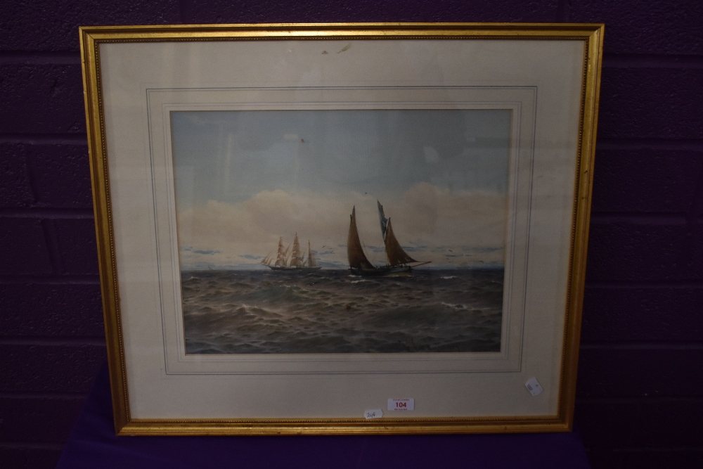 William Thomas Nichol Boyce (1857-1911) watercolour, shipping scene, signed and dated 1907 lower - Image 2 of 2