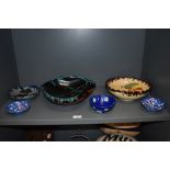 A group of 20th century studio ceramics, two marked Aparicio to the underside, and including a