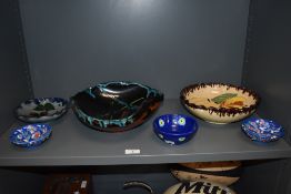 A group of 20th century studio ceramics, two marked Aparicio to the underside, and including a