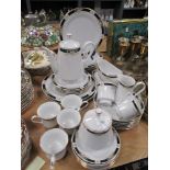 A selection of retro Crown Ming fine china table wares, tea pot, cups, saucers, plates, bowls and