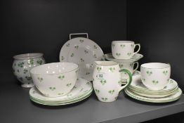 A selection of Shelley table ware, having green Shamrock pattern, No, 11598, including cups and