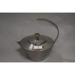 A Modernist style stainless steel Danish teapot with wire grip handle, 'Stainless 18/8 Denmark',