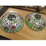 Two Tiffany style glass ceiling lights.