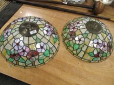 Two Tiffany style glass ceiling lights.