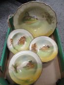A selection of Royal Doulton bowls, having various count4ry cottage designs to centres.