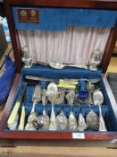 An Arthur Price canteen, containing a collection of unmatched cutlery, including bone handled Walker
