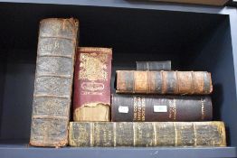 Six antiquarian books, a Brown's Self Interpreting Family Bible, Mrs Beeton's Book of Household