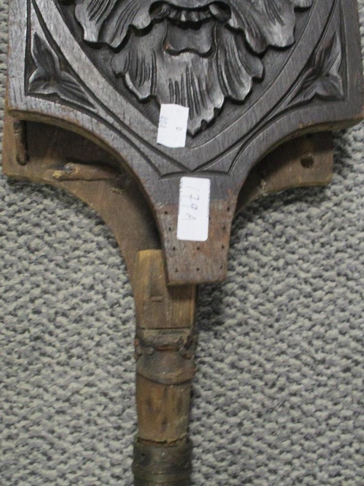 A pair of carved Edwardian bellows, having Green man decoration. - Image 2 of 4