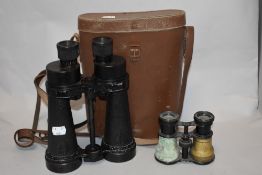 A pair of Second World War Barr & Stroud naval binoculars, no.1900A, CF41, with brown leather