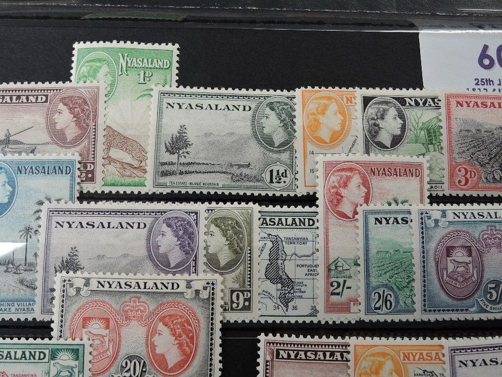 NYASALAND 1953 QEII SET OF 15 DEFINITIVES + VARIETIES Card with unmounted mint set of 15 definitives - Image 4 of 4