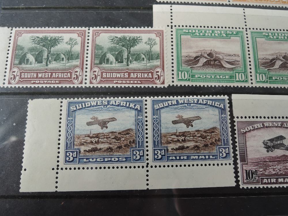 SOUTH WEST AFRICA 1931, DEFINTIVES SET OF 14 IN PAIRS INCLUDING 'AIRS' Hagner style sheet with - Image 3 of 5