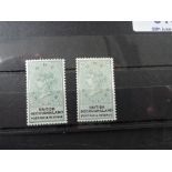 BRITISH BECHUANALAND 1888 1 SHILLING GREEN & BLACK MINT PAIR Card with mounted mint pair of this