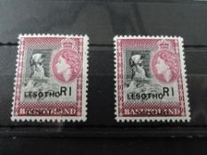 LESOTHO 1966 1R DOUBLE OVERPRINT PAIR, BOTH MNH (SG120ab) Not seen often let alone 2 at once! A
